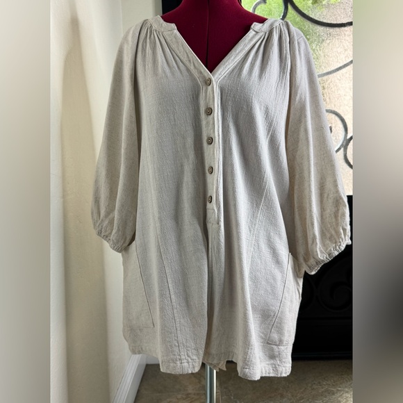 Day + Moon Linen Blend Romper Shorts Beige Small Excellent Condition - Picture 1 of 16